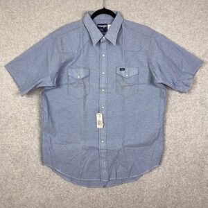 Vintage Wrangler Shirt Size 18 Tall X-Long Tails Western Pearl Snap Made in USA